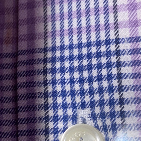 Men's Pre Owned Brooks Brother Blue & Purple Plaid Shirt Large - Picture 9 of 9